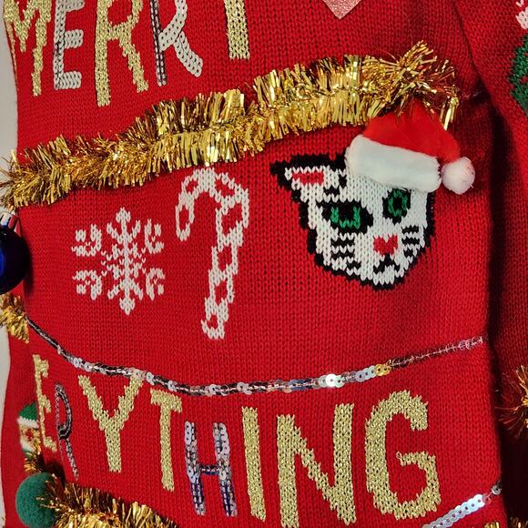 Merry Everything Christmas sweater ugly Xmas size S - Picture 2 of 8